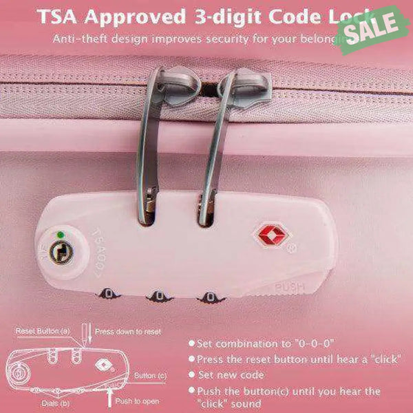 Hardside Luggage with Spinner Wheels with TSA Lock and Height Adjustable Handle-Pink Kids Luggage