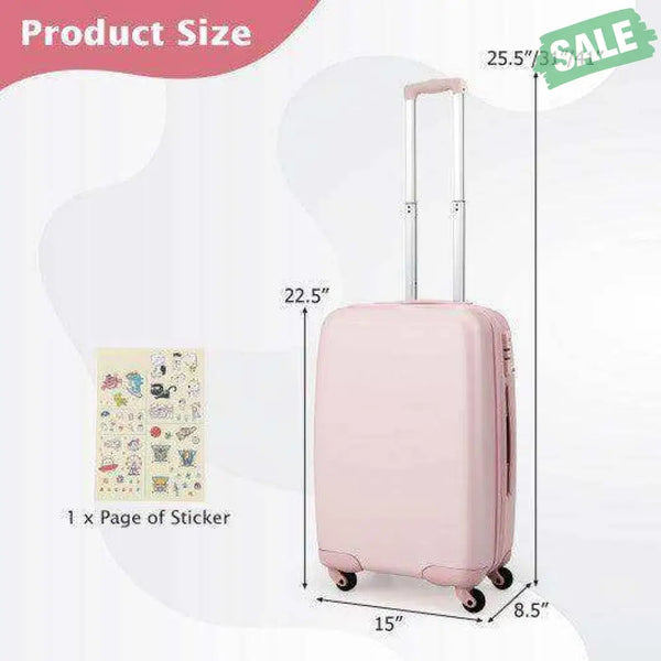 Hardside Luggage with Spinner Wheels with TSA Lock and Height Adjustable Handle-Pink Kids Luggage