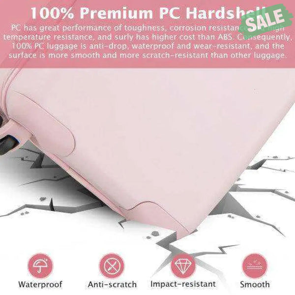 Hardside Luggage with Spinner Wheels with TSA Lock and Height Adjustable Handle-Pink Kids Luggage