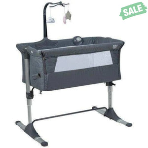 Height Adjustable Baby Side Crib with Music Box & Toys-Light Gray Bassinets & Bedside Sleepers