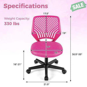 Height-adjustable Ergonomic Kids Desk Chair with Universal Casters-Blue Blue Kids Chairs & Seating