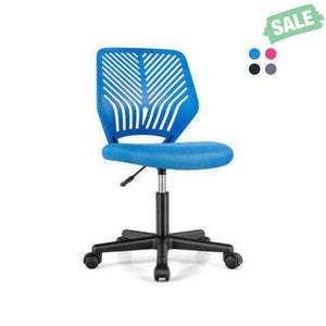 Height-adjustable Ergonomic Kids Desk Chair with Universal Casters-Blue Blue Kids Chairs & Seating