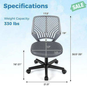 Height-adjustable Ergonomic Kids Desk Chair with Universal Casters-Blue Blue Kids Chairs & Seating
