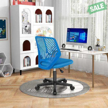 Height-adjustable Ergonomic Kids Desk Chair with Universal Casters-Blue Blue Kids Chairs & Seating