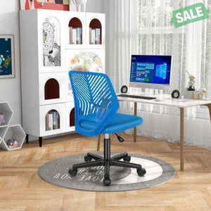 Height-adjustable Ergonomic Kids Desk Chair with Universal Casters-Blue Blue Kids Chairs & Seating
