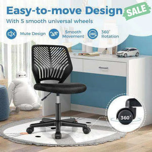 Height-adjustable Ergonomic Kids Desk Chair with Universal Casters-Blue Blue Kids Chairs & Seating