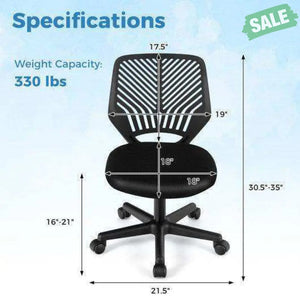 Height-adjustable Ergonomic Kids Desk Chair with Universal Casters-Blue Blue Kids Chairs & Seating