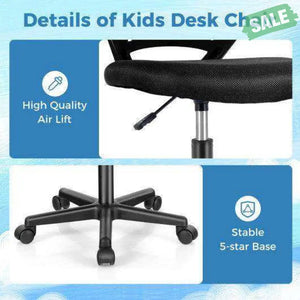 Height-adjustable Ergonomic Kids Desk Chair with Universal Casters-Blue Blue Kids Chairs & Seating