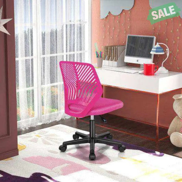 Height-adjustable Ergonomic Kids Desk Chair with Universal Casters-Blue Blue Kids Chairs & Seating