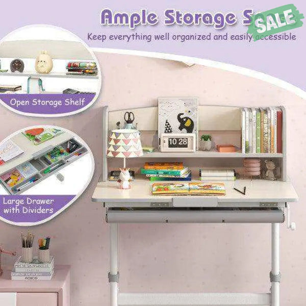 Height Adjustable Kids Study Desk with Tilt Desktop-Blue Blue Kids Table & Chair Sets