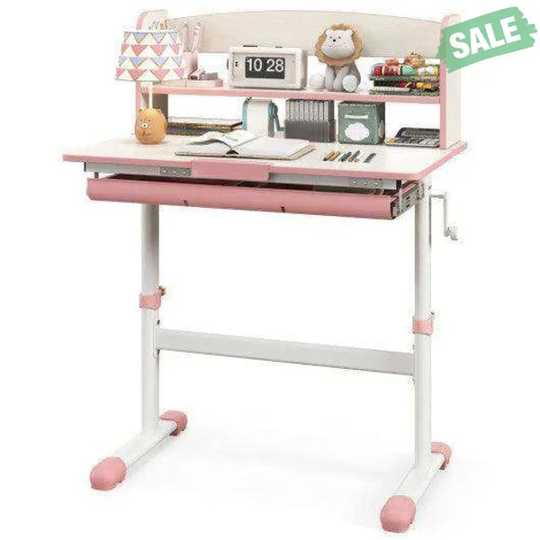 Height Adjustable Kids Study Desk with Tilt Desktop-Blue Blue Kids Table & Chair Sets