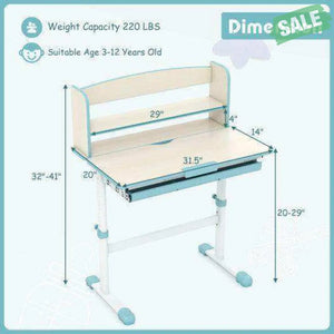 Height Adjustable Kids Study Desk with Tilt Desktop-Blue Blue Kids Table & Chair Sets