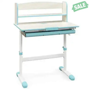 Height Adjustable Kids Study Desk with Tilt Desktop-Blue Blue Kids Table & Chair Sets