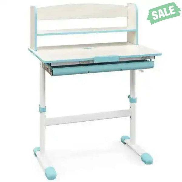 Height Adjustable Kids Study Desk with Tilt Desktop-Blue Blue Kids Table & Chair Sets