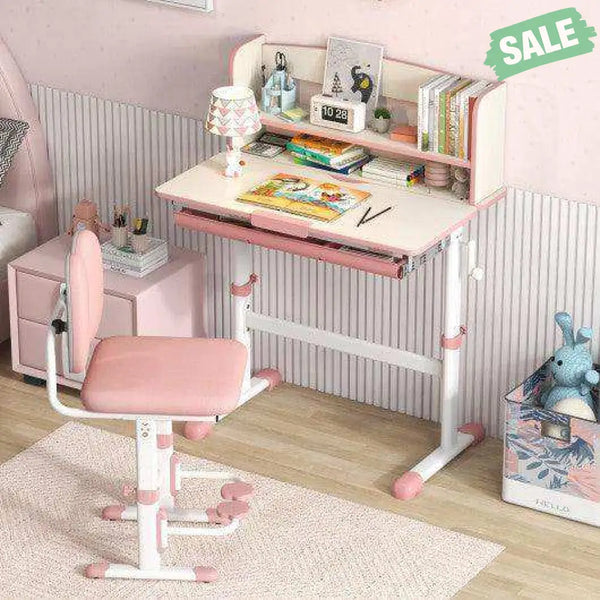 Height Adjustable Kids Study Desk with Tilt Desktop-Blue Blue Kids Table & Chair Sets