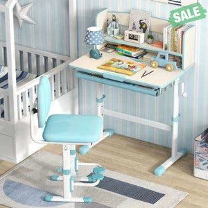 Height Adjustable Kids Study Desk with Tilt Desktop-Blue Blue Kids Table & Chair Sets