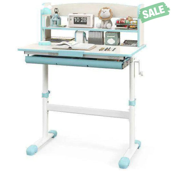Height Adjustable Kids Study Desk with Tilt Desktop-Blue Blue Kids Table & Chair Sets