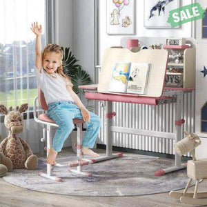 Height Adjustable Kids Study Desk with Tilt Desktop for 3-12 Years Old-Blue Blue Kids Table & Chair Sets