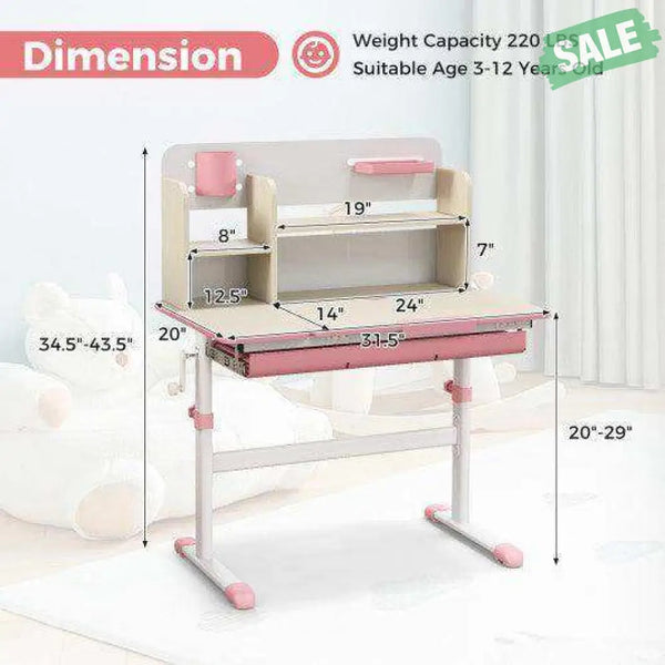 Height Adjustable Kids Study Desk with Tilt Desktop for 3-12 Years Old-Blue Blue Kids Table & Chair Sets