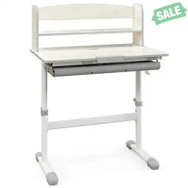 Height Adjustable Kids Study Desk with Tilt Desktop-Gray