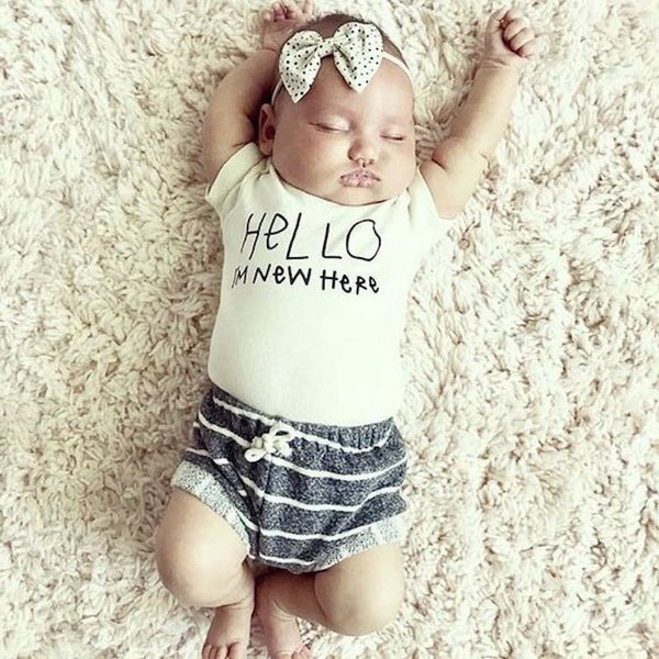 Hello I'm New Here Organic Baby Bodysuit