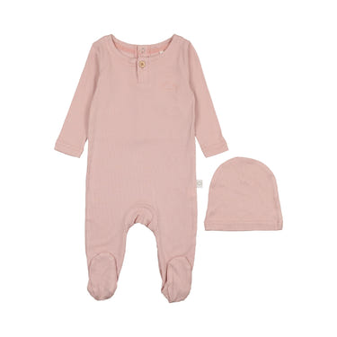 Blush Henley Footie for babies - cozy zip pajamas for comfort and style.