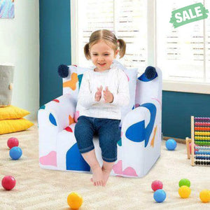 High-density Padding Kids Sofa with Armrest and Extra Pilow-Blue Blue Kids Chairs & Seating