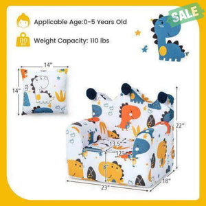 High-density Padding Kids Sofa with Armrest and Extra Pilow-Blue Blue Kids Chairs & Seating