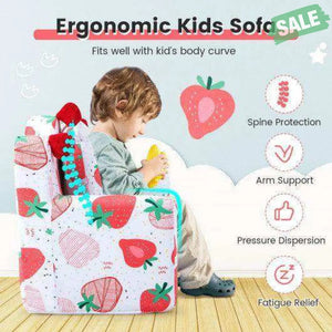 High-density Padding Kids Sofa with Armrest and Extra Pilow-Blue Blue Kids Chairs & Seating