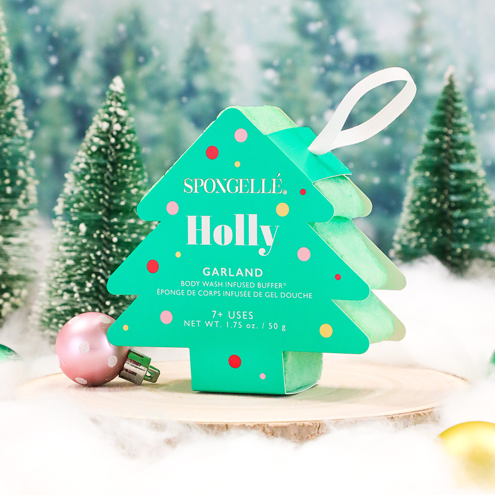 Holly Garland Holiday Tree Body Wash Infused Buffer for a festive bathing experience.