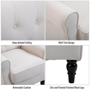 HomCom Button-Tufted Wingback Nursery Chair, Cream White