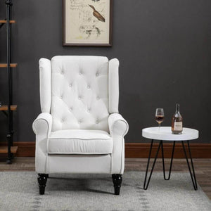 HomCom Button-Tufted Wingback Nursery Chair, Cream White