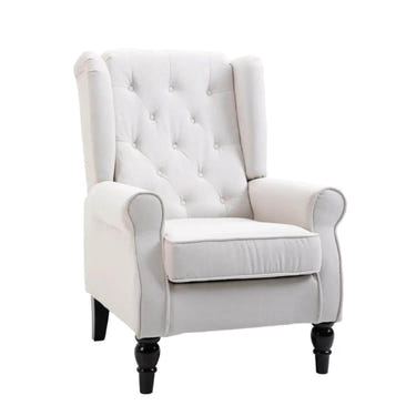 HomCom Button-Tufted Wingback Nursery Chair, Cream White