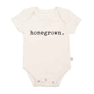Homegrown graphic bodysuit for babies, short sleeve design, perfect for comfort and style.