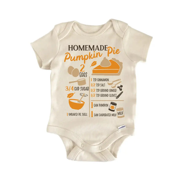 Homemade Pumpkin Pie Recipe Fall Baking - Baby Boy Girl Clothes Bodysuit Funny Cute Baby Bodysuit