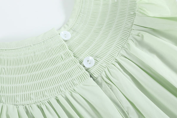 Honeydew Green Bunny Smocked Bishop Dress