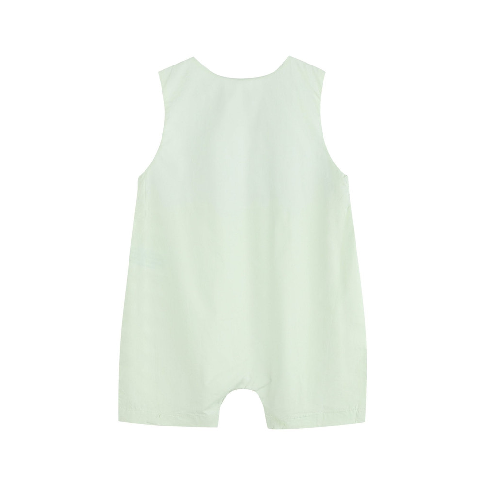 Honeydew Green Bunny Smocked Shortalls