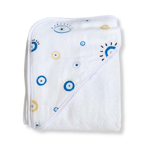 Hooded towel in Cookie Craze design, perfect for keeping babies cozy and dry after bath time.