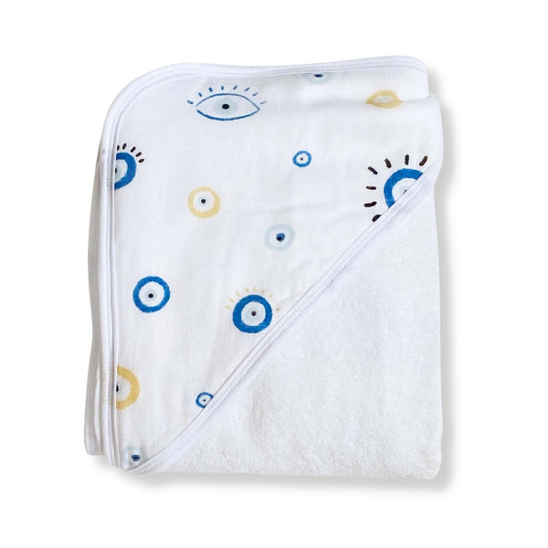 Hooded towel in Cookie Craze design, perfect for keeping babies cozy and dry after bath time.