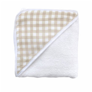 Hooded towel for babies in Cookie Craze design, angled view showcasing softness and cuteness.