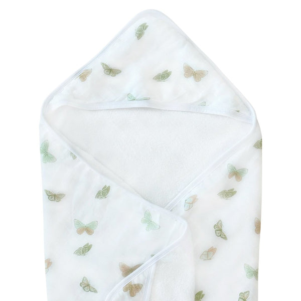 Hooded towel in Cookie Craze design, angled view showcasing softness and playful pattern for babies.