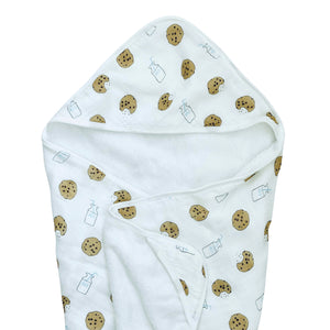 Hooded towel for babies featuring a fun Cookie Craze design, perfect for bath time and cozy drying.