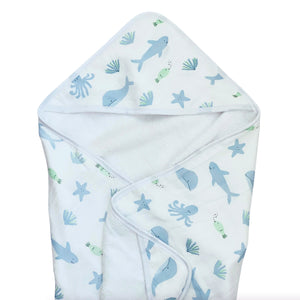 Hooded towel in Cookie Craze design, perfect for keeping babies cozy and dry after bath time.