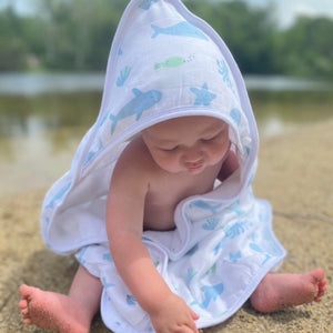 Hooded towel in Cookie Craze design, perfect for keeping your baby cozy and dry after bath time.