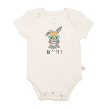 Graphic bodysuit by Hopster for babies, featuring a fun design and short sleeves, perfect for everyday wear.