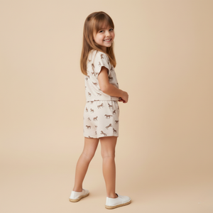 Organic Drop Shoulder Tee & Shorts Set - Horses