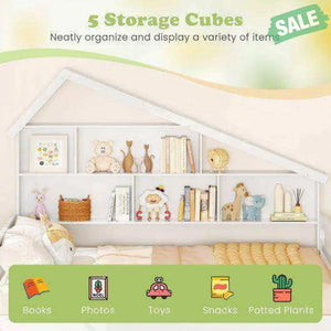 House-Shaped Full Size Daybed with Twin Size Trundle-White Toddler Beds