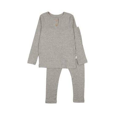 Grey Henley PJ for babies, soft and cozy sleepsuit perfect for comfortable sleep.