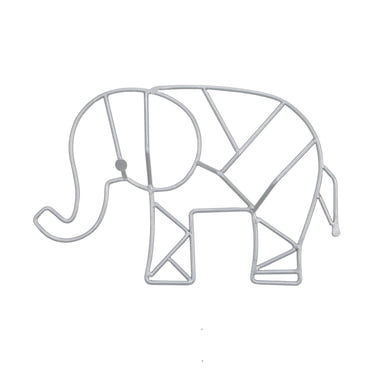 Elephant Shaped Wire Nursery Wall Decor, Grey Finish