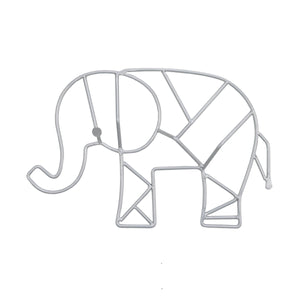 Elephant Shaped Wire Nursery Wall Decor, Grey Finish